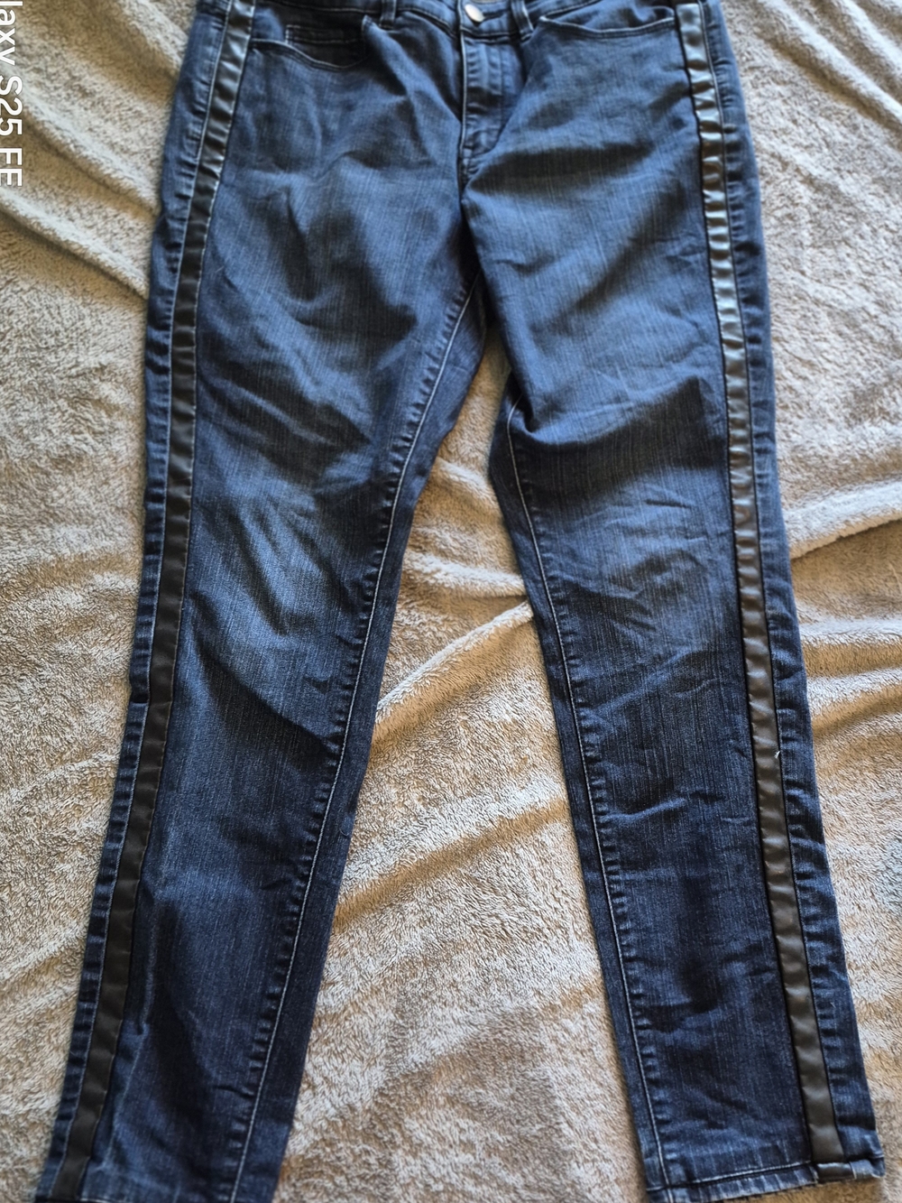 Coldwater Creek Dark Blue Skinny Jeans with Black Side Stripe